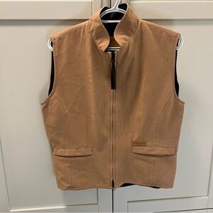 POWDER RIVER OUTFITTERS Wool (80%) Tan Riding Vest w/ Adjustable Back Size Med